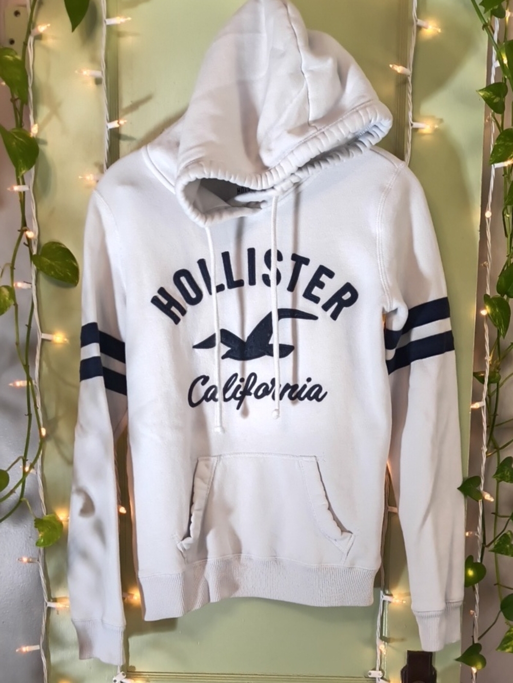 Women's Hollister Armband Logo Navy White California Seagull Hoodie S